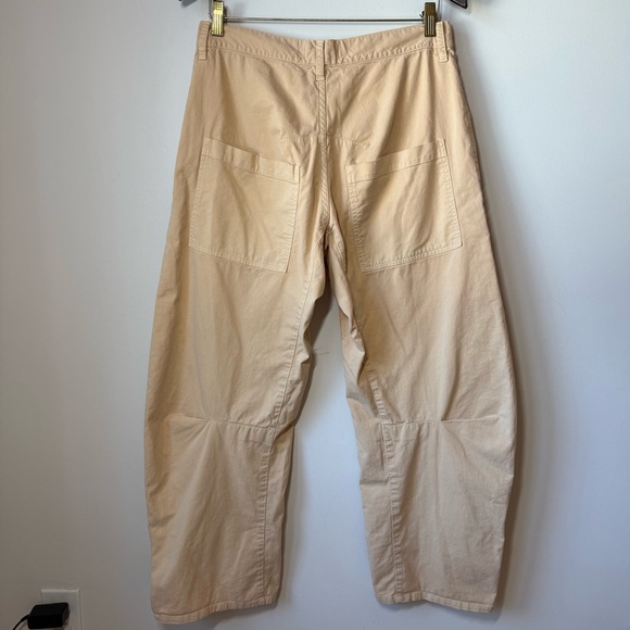Nili Lotan Shon barrel leg pants utility pockets cream baggy cotton blend - Picture 4 of 8